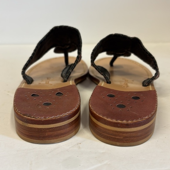 Jack Rogers 1960 Crimson Black Whipstitched Leather Thong Flip Flop Sandals - Picture 5 of 8